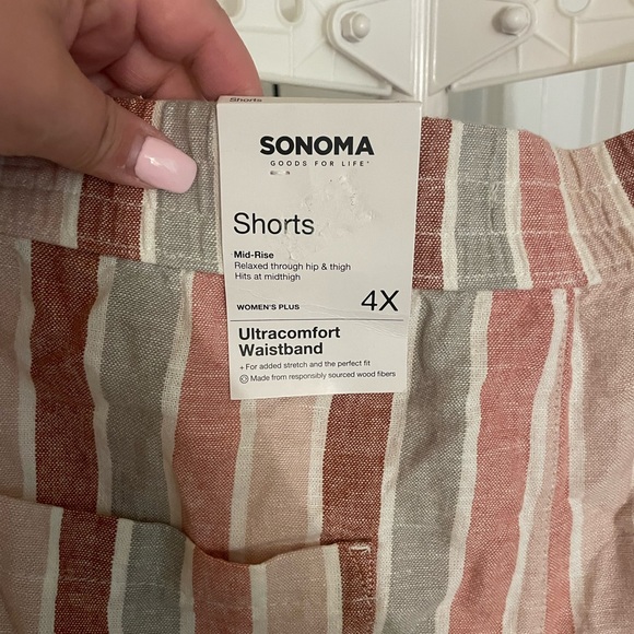 SONOMA 4x Pink Striped Linen Shorts w/ Pockets NWT - Picture 2 of 5